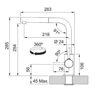 Kuchynská batéria Franke FS 3235 LINA SMART, vyťahovacia koncovka