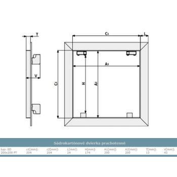 Sádrokartónové dvierka prachotesné 200x200