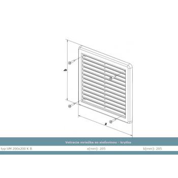 Vetracia mriežka so sieťovinou - krytka 200x200 Biela 